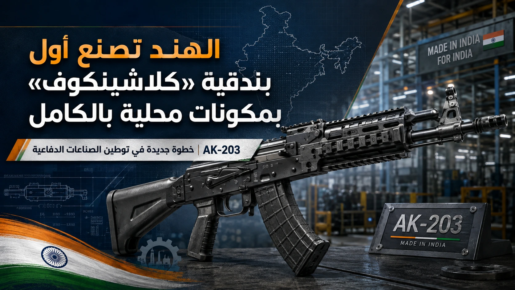 الهند تصنع بندقية AK-203 محلية بالكامل ضمن مبادرة صنع في الهند